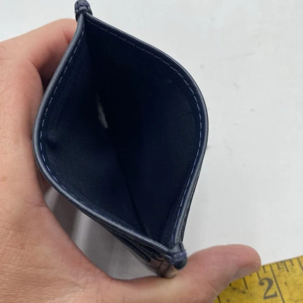 Polo Ralph Lauren Blue Leather Wallet Slim Card Case Pony Logo Print $75 VGC‎
